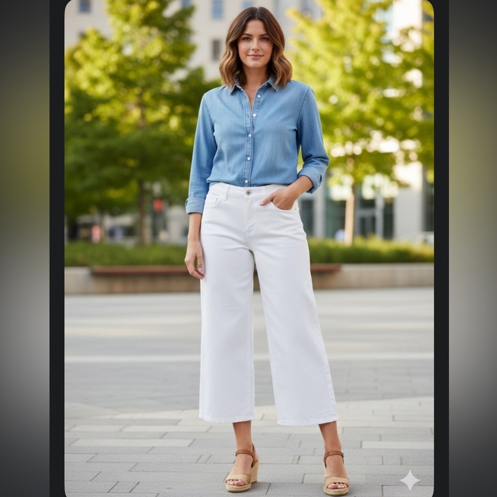 NWT J. Jill Denim White Full Leg Crops - Size 10T - Authentic Fit